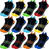 JAMEGIO Boy Socks 12 Pairs Ankle Athletic Sock for Kids Low Cut Sports Casual Sock