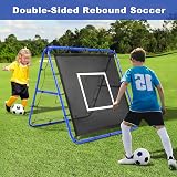 BAGAIL Double Sided Rebounder Net 120x120cm Football Goals Portable Practice view 5