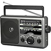AM FM Portable Radio Battery Operated by 4X D Cell Batteries Or AC Power Transistor Radio with and Big Speaker, Standard Earphone Jack, High/Low Tone Mode, Large Knob
