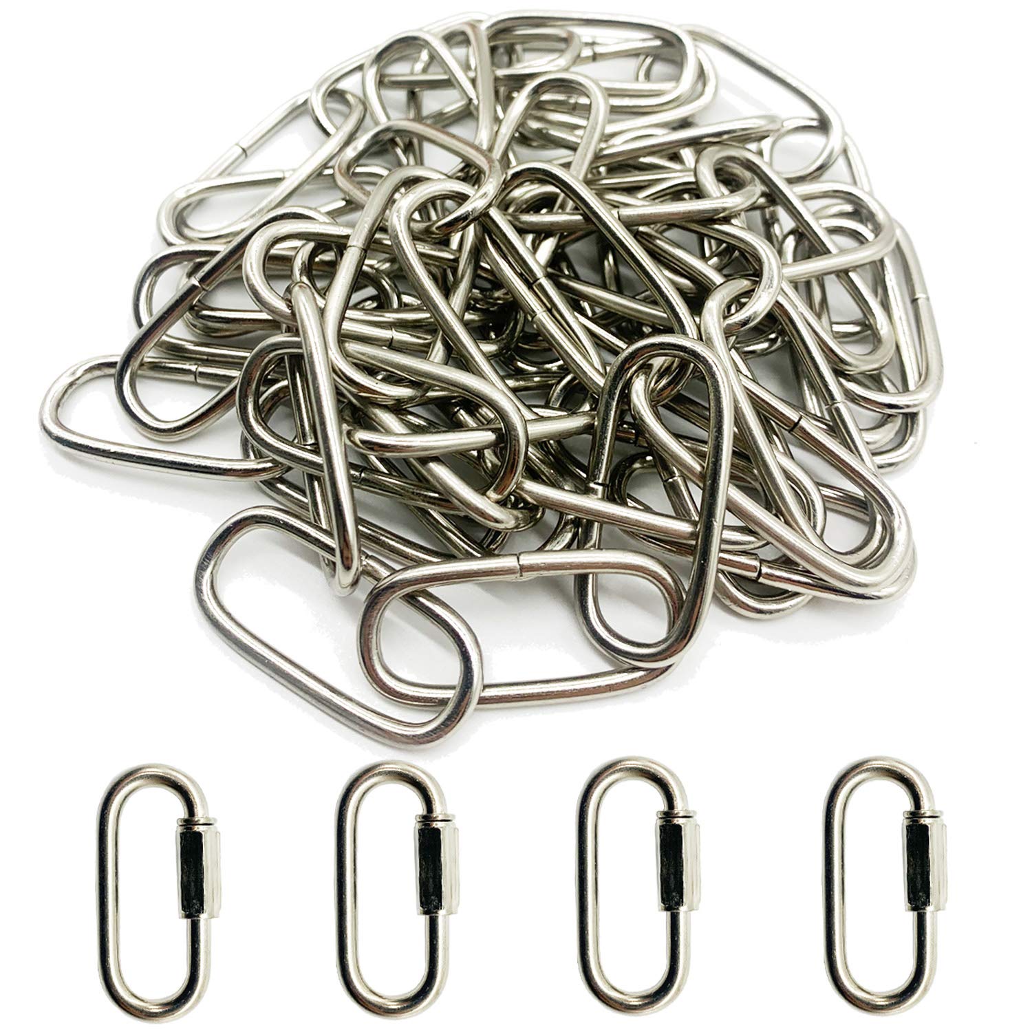 Alpurple 2 Pack of 3 Feet Heavy Duty Chain for Hanging Up Maximum Weight of 50 Pounds, Pendant Light Open Link Suspension Hanging Chain (Nickle, 2 Pack)