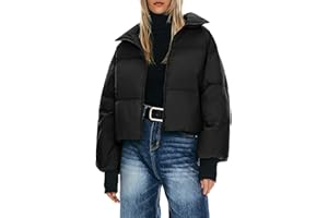 Orolay Puff-O Women's Winter Oversized Cropped Puffer Jacket Zip Up Short Down Coat Stand Collar Baggy Overcoat