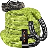 Kinetic Recovery Tow Rope 1-1/8" x20ft Offroad Snatch Strap 48000lbs Heavy Duty Towing Straps Kit for Trucks SUV UTV ATV Tractor Car Jeep - Solid ArmyGreen