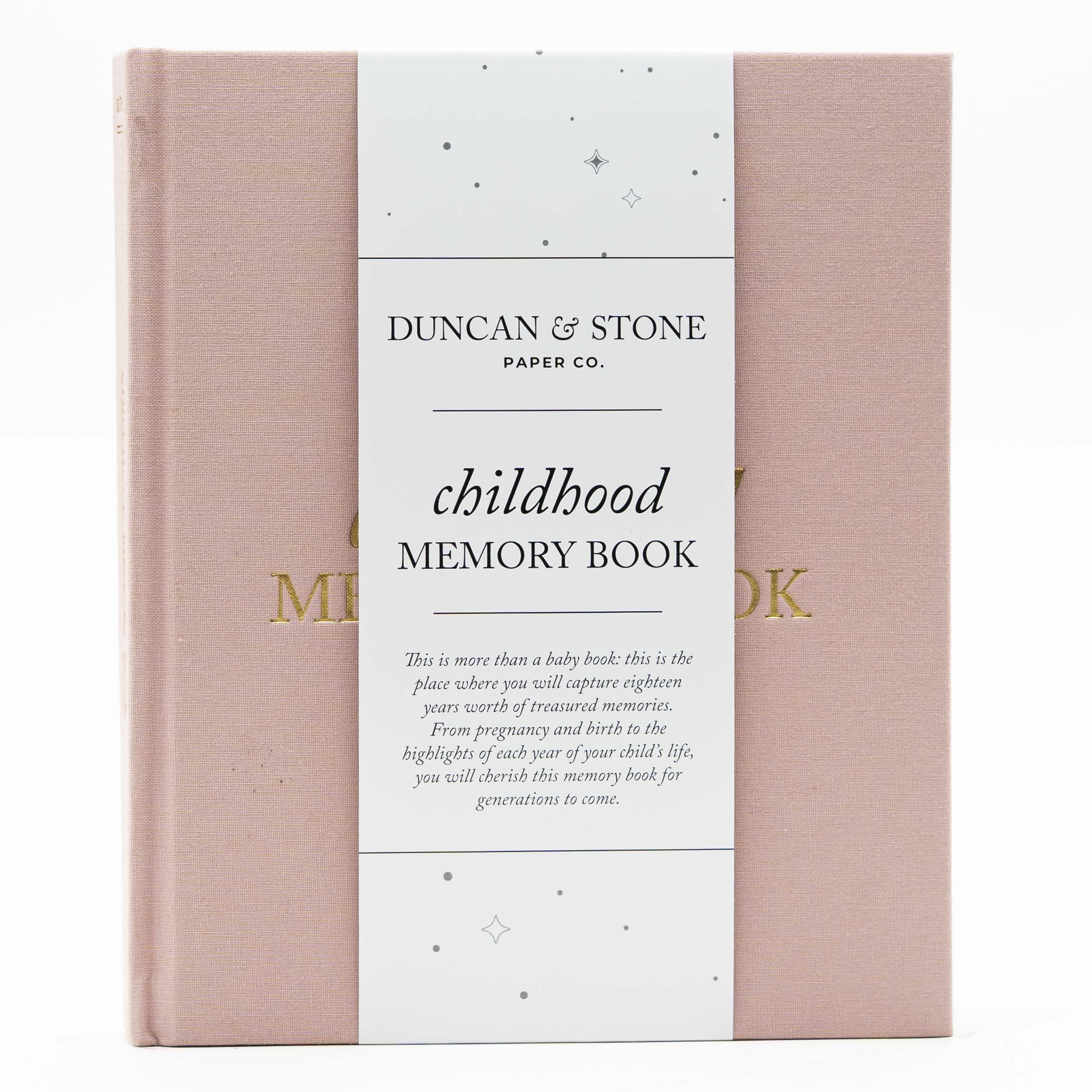 Childhood Memory Book - Elegant Child Memory Book from Pregnancy to Age 18 W/Prompts, Space for Photos & More - Baby Journal (175 Pages, Dusty Rose)