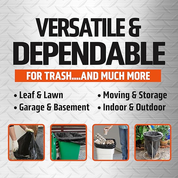 150 PACK 55 GALLON TRASH BAGS – BLACK LARGE GARBAGE BAGS | EXTRA LARGE 50-60 GALLON LAWN AND LEAF BAGS | HEAVY DUTY PLASTIC OUTDOOR YARD WASTE BAGS – PACKING MAY VARY