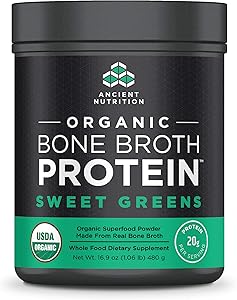 Ancient Nutrition Organic Bone Broth Protein Powder, Sweet Greens Flavor, 17 Servings Size - Organic, Gut-Friendly, Paleo-Friendly