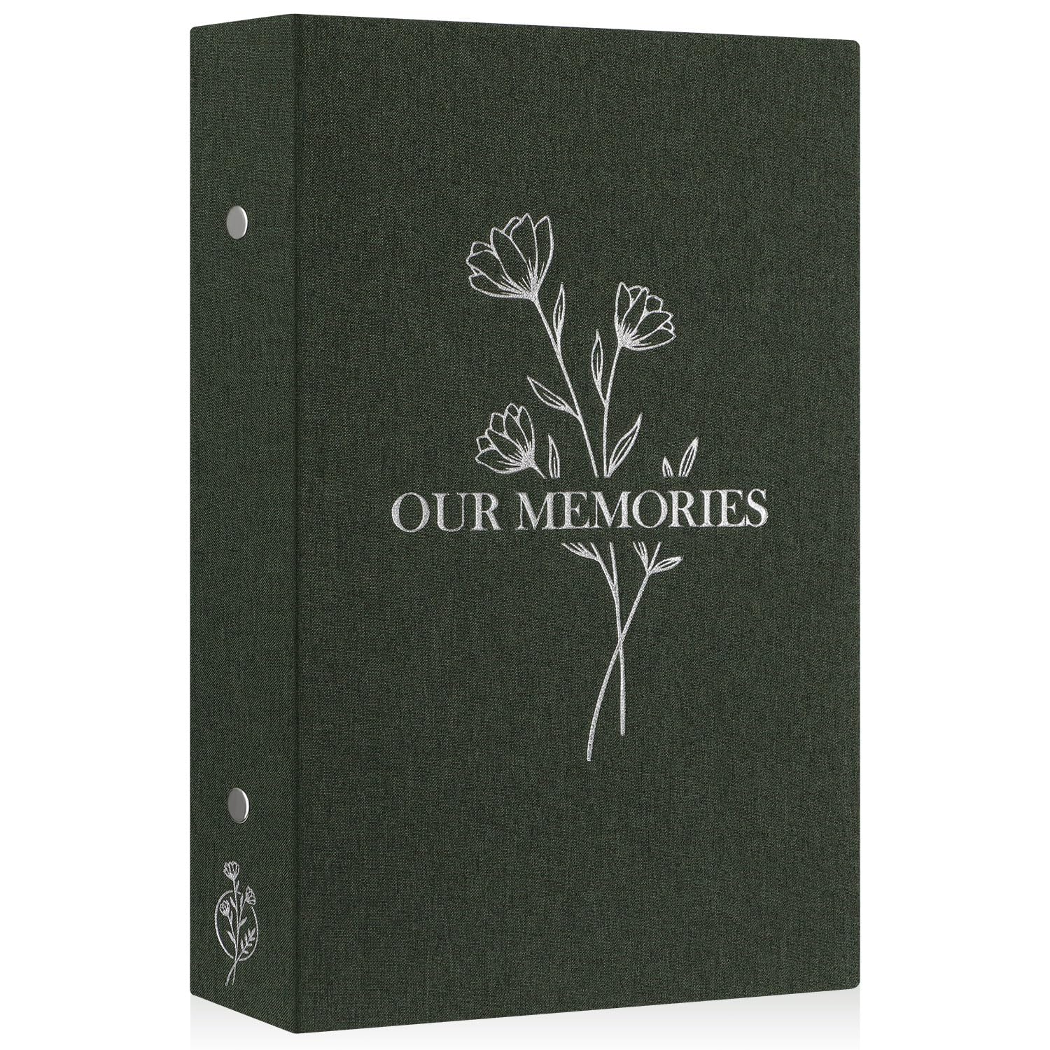 Lanpn Photo Album 6x4 Slip in, OUR MEMORIES Linen 300 Pockets Photo Albums Holds Landscape Only 10x15cm Picture Green
