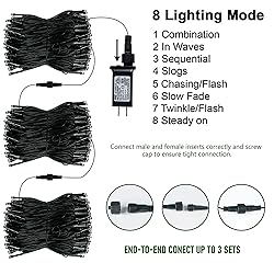 Red White and Blue Christmas Lights, 200 LED 66 FT
