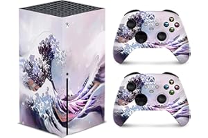 TACKY DESIGN Watercolor Wave Skin Compatible for Xbox Series x Skin & Two Controller Skin, Xbox x Sticker Premium Vinyl 3M Decal Full wrap, Xbox Cover