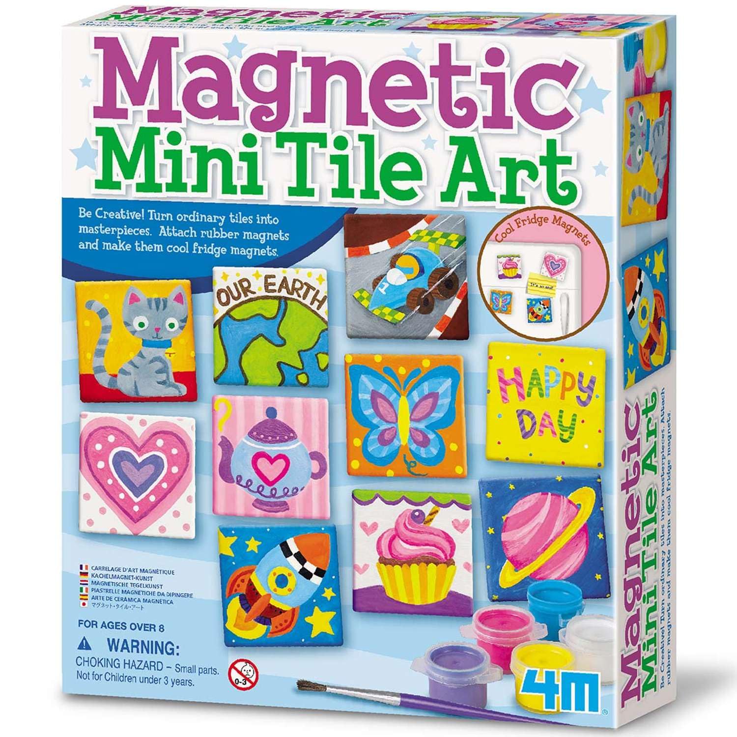 4M Magnetic Mini Tile Art Kit for Kids | DIY Paint Artwork & Crafts Set to Make Cool Fridge Magnets | Creative Activity Gifts for Boys & Girls Age 8+ | Fun Painting Craft Present & Party Ideas