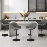 Yaheetech Bar Stools Set of 2 Adjustable Swivel PU Leather Grey view 2