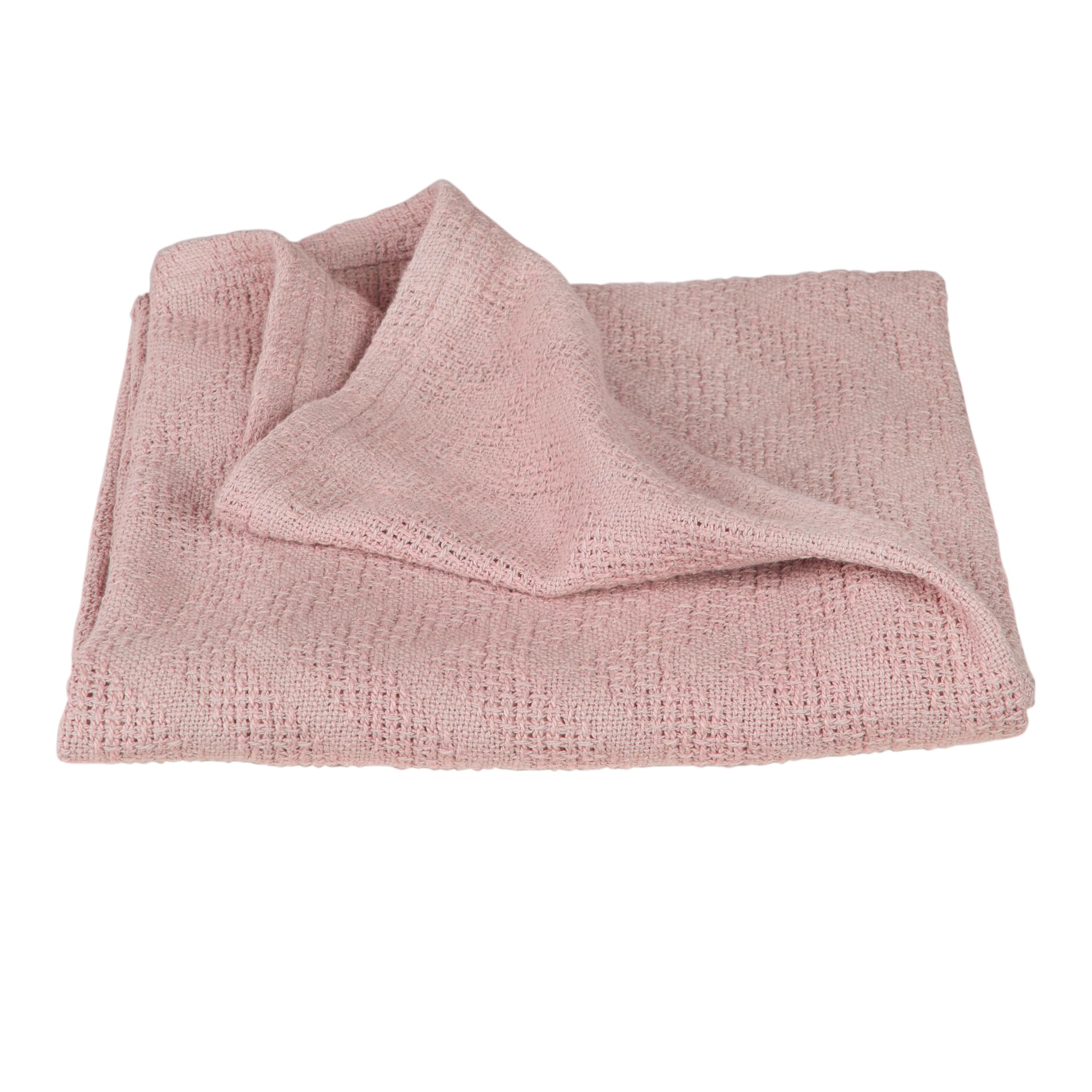 roba Lil Planet Organic Baby Blanket 80 x 80 cm - 100% Cotton GOTS and Oeko-TEX Certified - Knitted Look - Pink/Mauve