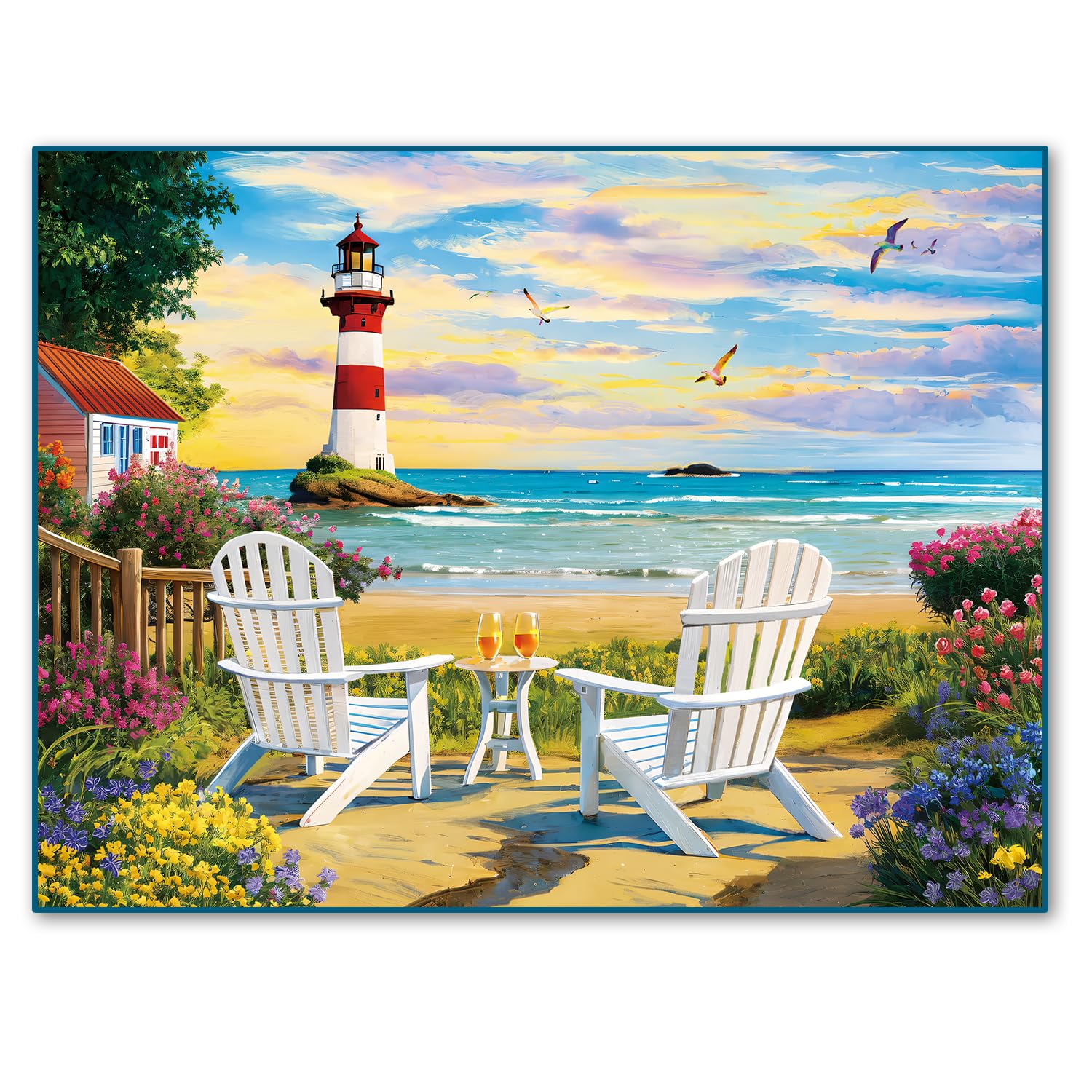 500 Pieces Jigsaw Puzzles for Adults and Teens and Kids Family Happy Gift Coastal Sunset (Sunset)