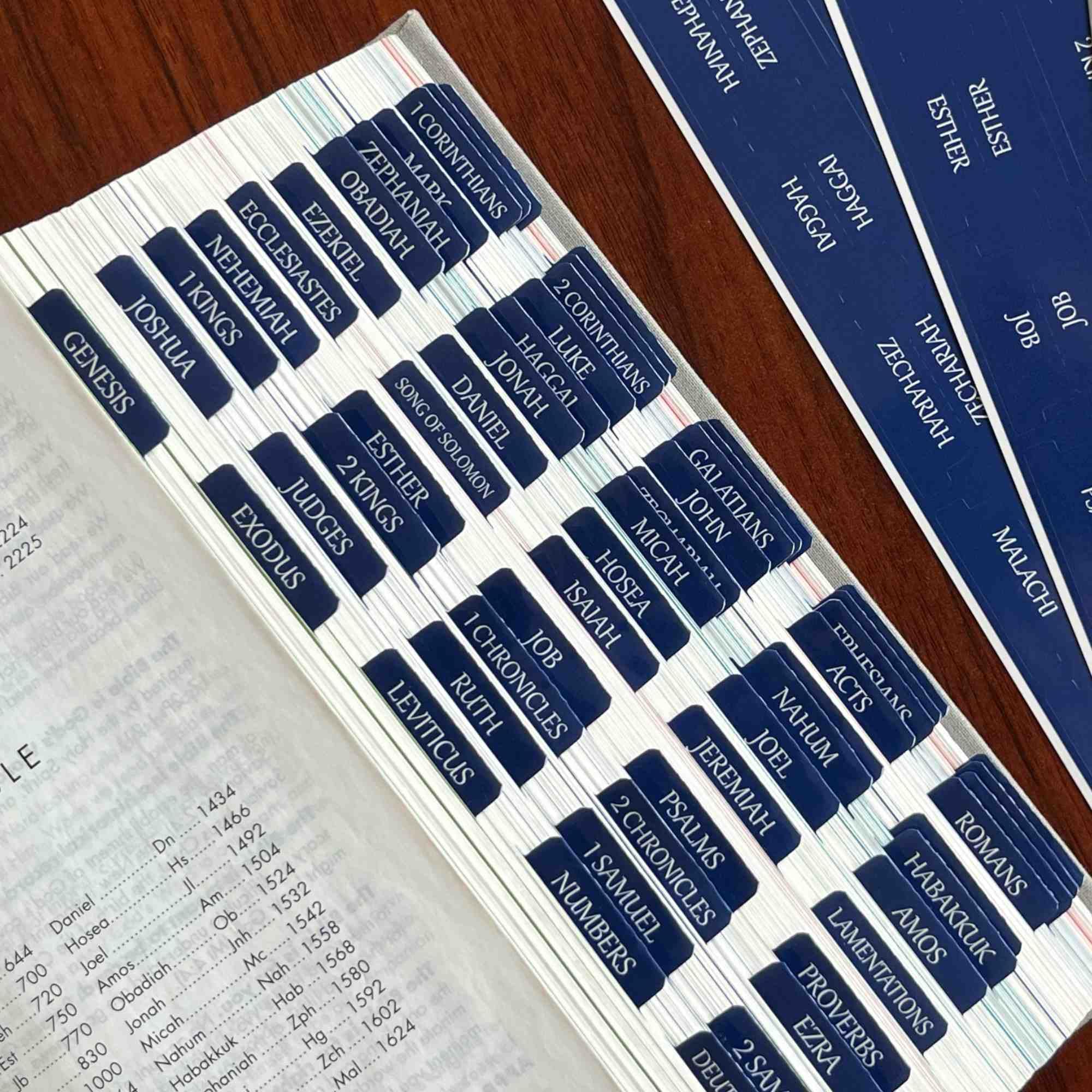 Photo 1 of Laminated Bible Tabs, Reposition Large Print Stickers, Easy to Read and Apply Bible Tabs for Women and Man (Sapphire Blue)