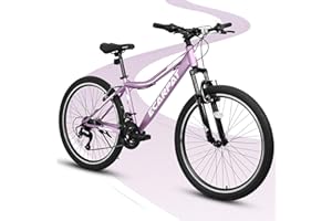 Ecarpat Womens' Girls 24/26/27.5 Inch Mountain Bikes, Aluminum/Steel Womens 21-Speed Bicycles, for Ages 10+ Years Old, Student Go to School Work Daily Commuting City Gifts Bikes
