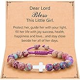 UPROMI Cross Bracelet for Girls Baptism Communion Confirmation Gifts, Kindergarten/Preschool/5th Grade/8th Grade Graduation Gifts