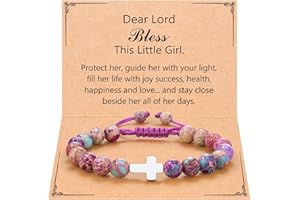 UPROMI Cross Bracelet for Girls Baptism Communion Confirmation Gifts, Kindergarten/Preschool/5th Grade/8th Grade Graduation Gifts