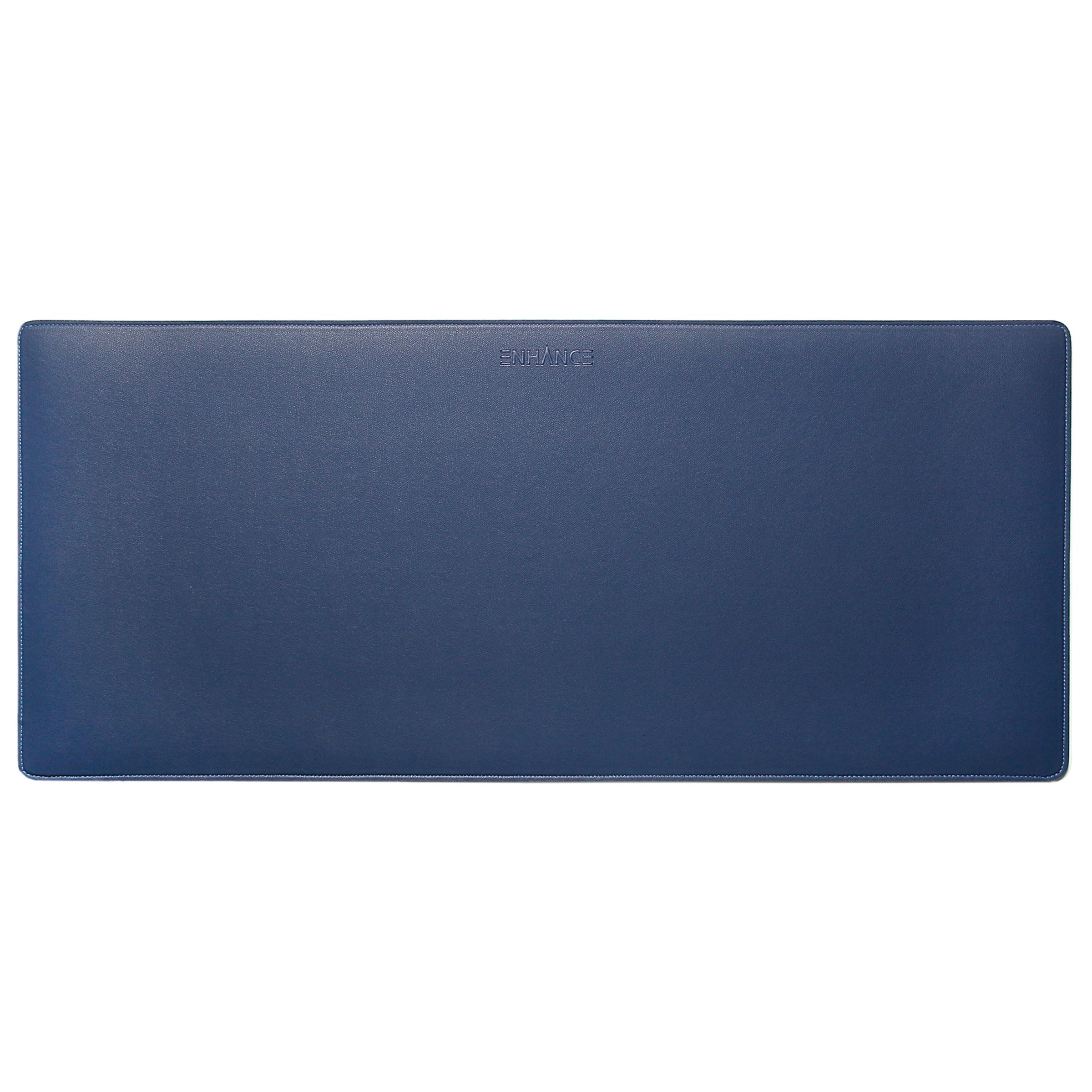 ENHANCE PU Leather Mouse Pad - Faux Leather Desk Mat, Mouse Mat Extra Large - Water and Stain Resistant, Non-Slip Grip and Stitched Edges - Great Office Desk Decor and Home Office Accessories - Blue