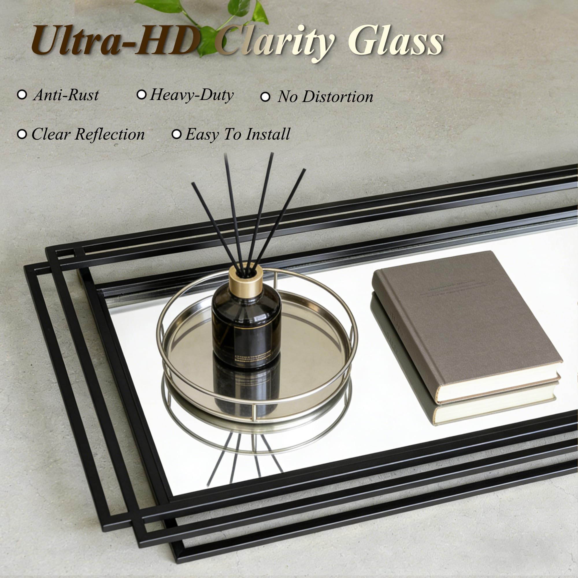 DAOYIJIAJU Black Rectangle Mirror, 47