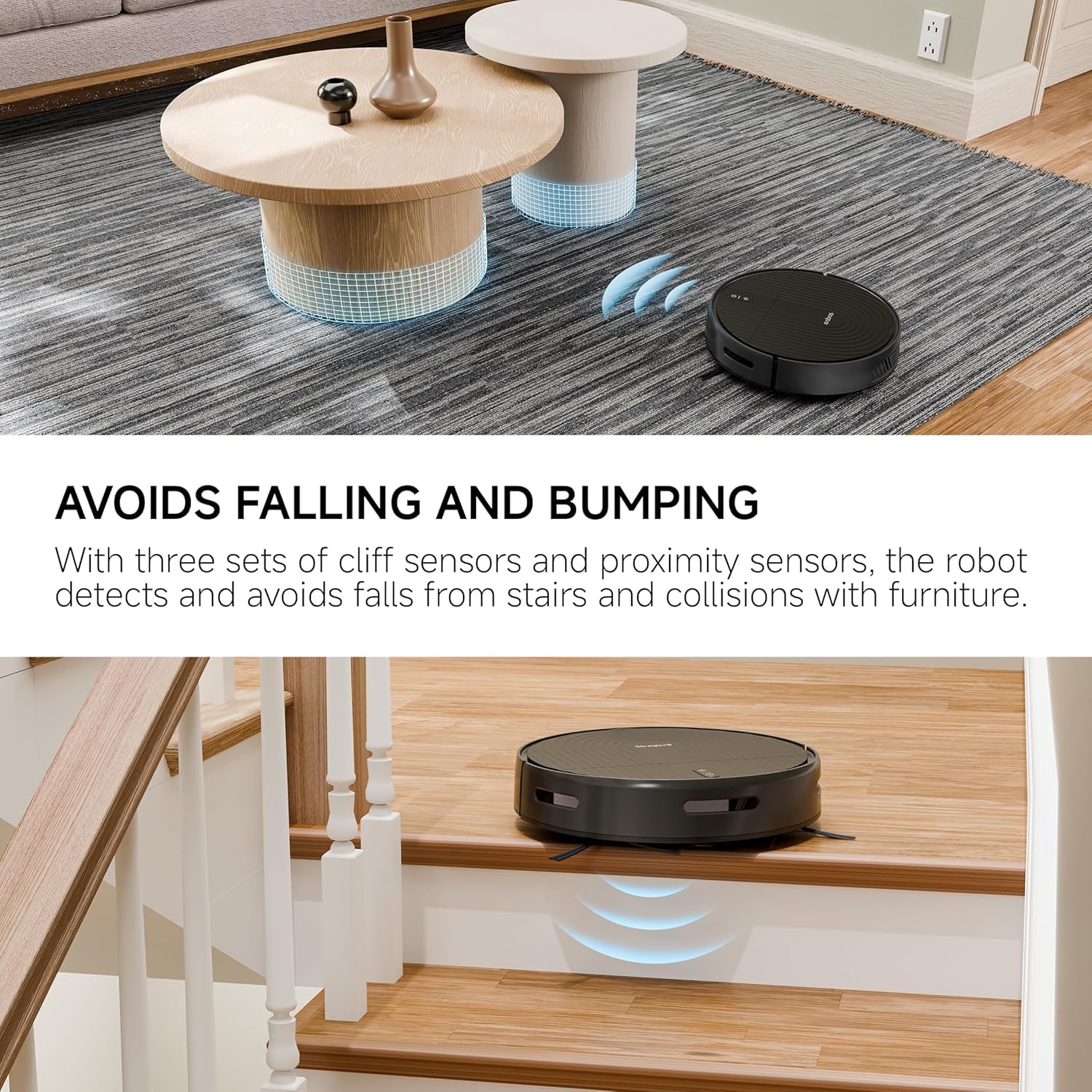 erabrospro Robot Vacuum with 3000Pa Powerful Suction, Brushless Tangle-Free Robotic Vacuum, 2.99" Super-Slim, 140Min Runtime, Vacuum Robot for Hard Floor/Carpet/Pet Hair, Remote/App/Voice Control - Image 8