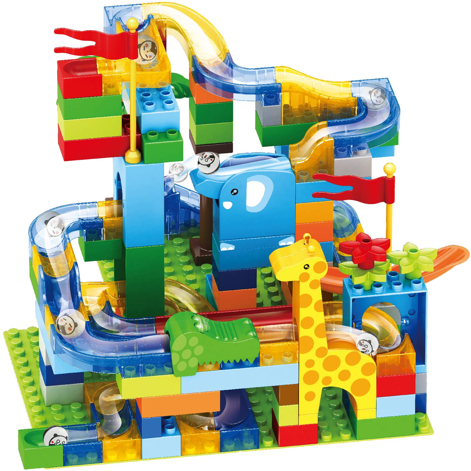 Little Brown Box Deluxe 168pc Animal Jungle Style Marble Run Set,Marble