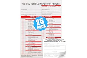 Lionshop 25Pack Interior Annual Vehicle Inspection Label with 3-Ply Carbonless Annual Vehicle Inspection Report Form, Meet DOT AVIR Requirements