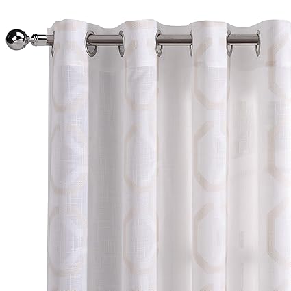 Dwcn Sheer Curtains Moroccan Tile Grommet Window Cross Faux Linen
