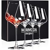 NORIMODA Wine Glasses Set of 4, 22oz Large Red Wine Glasses for Bordeaux & Burgundy, Lead-Free Glass with Stem, Gift for Him Her, Suitable for Home Bar, Hosting, Birthday, Wedding & Christmas