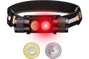 77outdoor LED Rechargeable Red Headlamp, D25LR Powerful Lightweight Headlight with 90 High CRI Bright White Light and 660nm Deep Red Light, USB C Charging for Camping, Hiking, Hunting