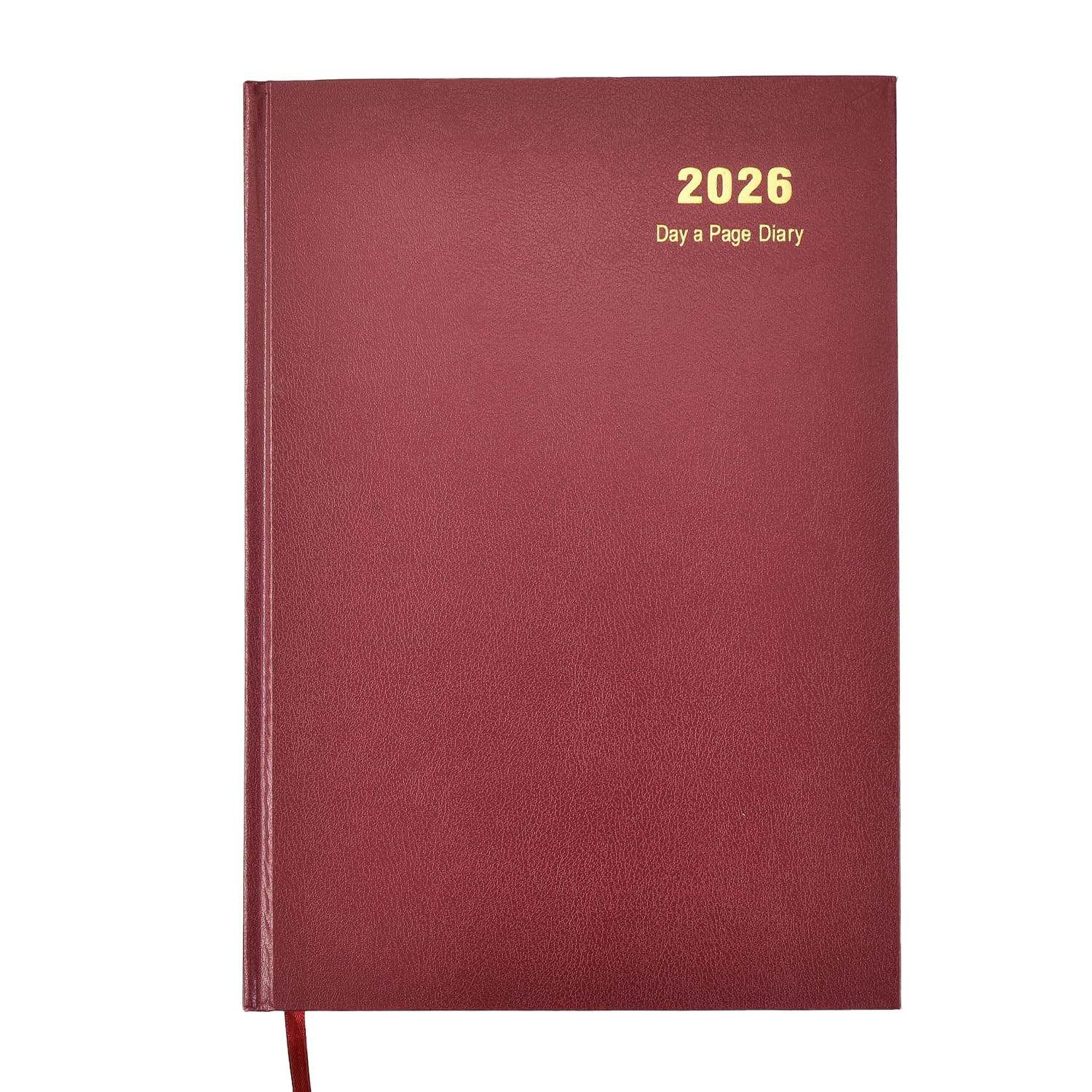 2026 Diary A4 One Day to Page Hardback Cover & Ribbon Marker, Year Planner for Business, Office, Home, Traveling, Organization, Appointments (Red)