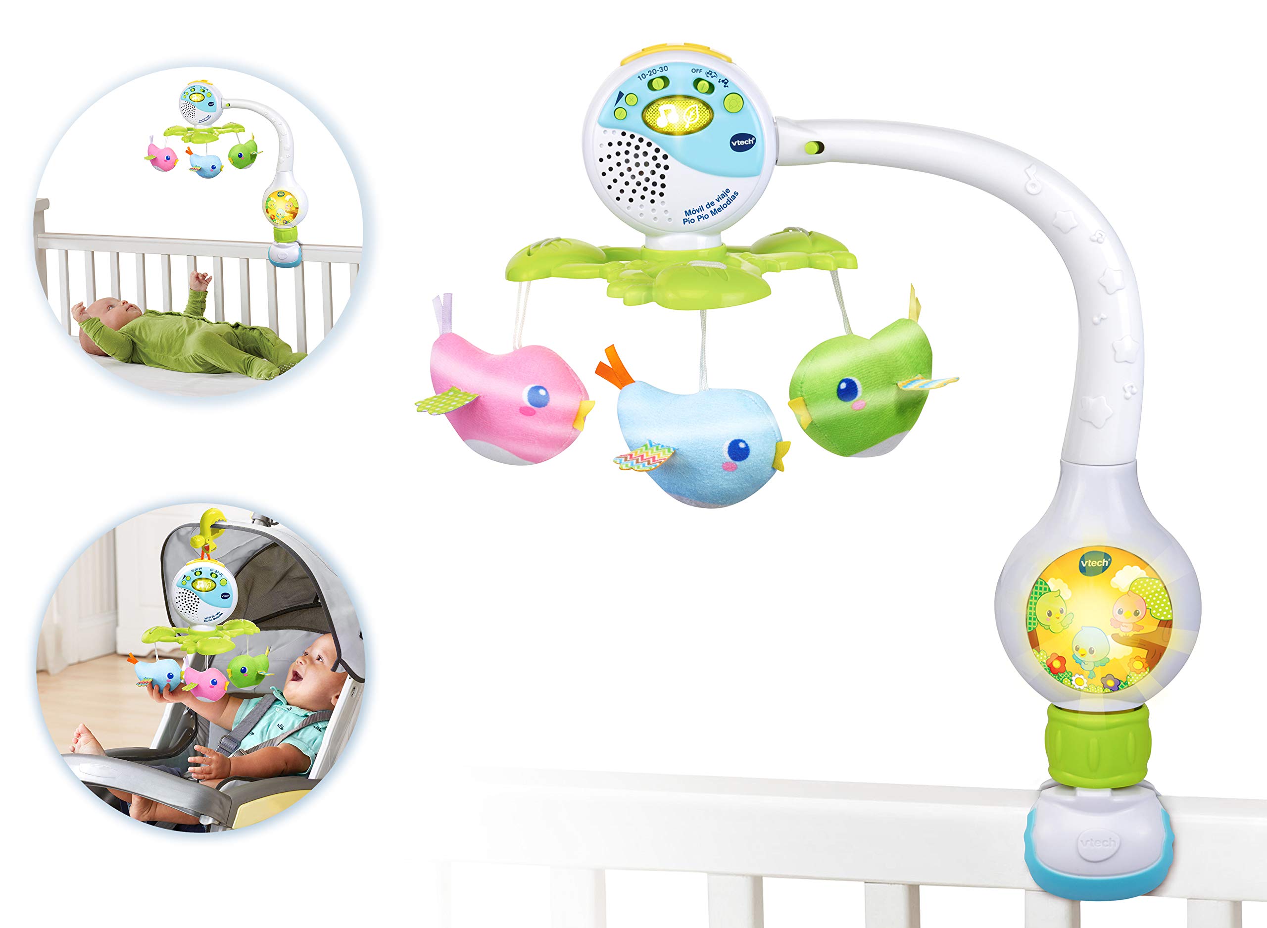 VTech Travel Mobile Pío Pio Melodies Baby Projector for Crib or to attach to Stroller and Baby Carrier, Multi-Coloured (80-513122) Assorted Color/Model