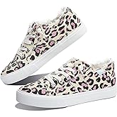 Obtaom Women's Play Fashion Sneaker White Color Washed and Leopard Canvas Slip on Shoes