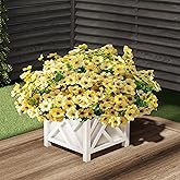 Artificial Flowers Outdoor 16 Bundles UV Resistant Fake Mums Flowers Plants for Decoration Indoor Outdoor Window Box Hanging 