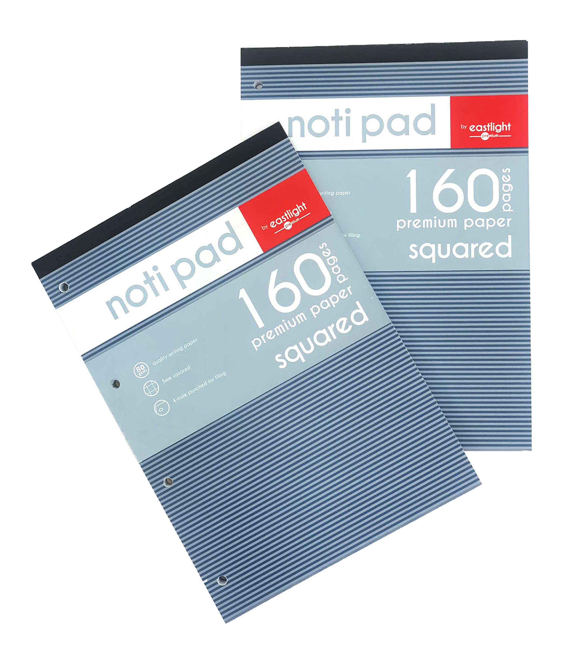 EASTLIGHT A4 5mm Squared Ruled Pad 80gsm 160 Pages - (Pack of 2)