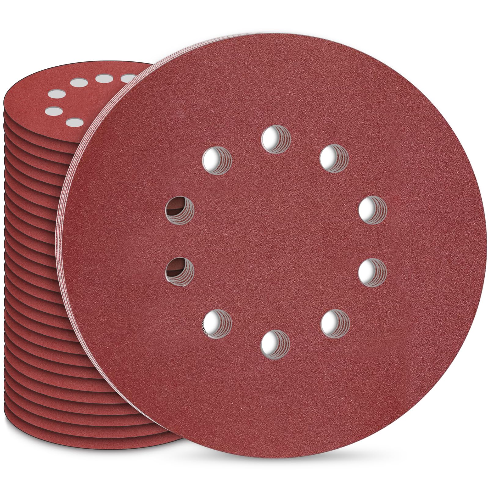 STEBRUAM 225mm Sanding Discs 30Pcs 10 Hole Hook & Loop Sanding Pads, Grit 180 for Drywall & Orbital Sanders