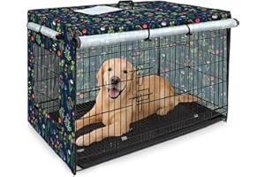 Bienbee Dog Crate Cover, 42 inches Windproof Crate Covers for Dog Cages Breathable Dog Kennel Cover Double Sided Zipper Dog Cage Cover for Wire Dog Cage Indoor Outdoor Protection