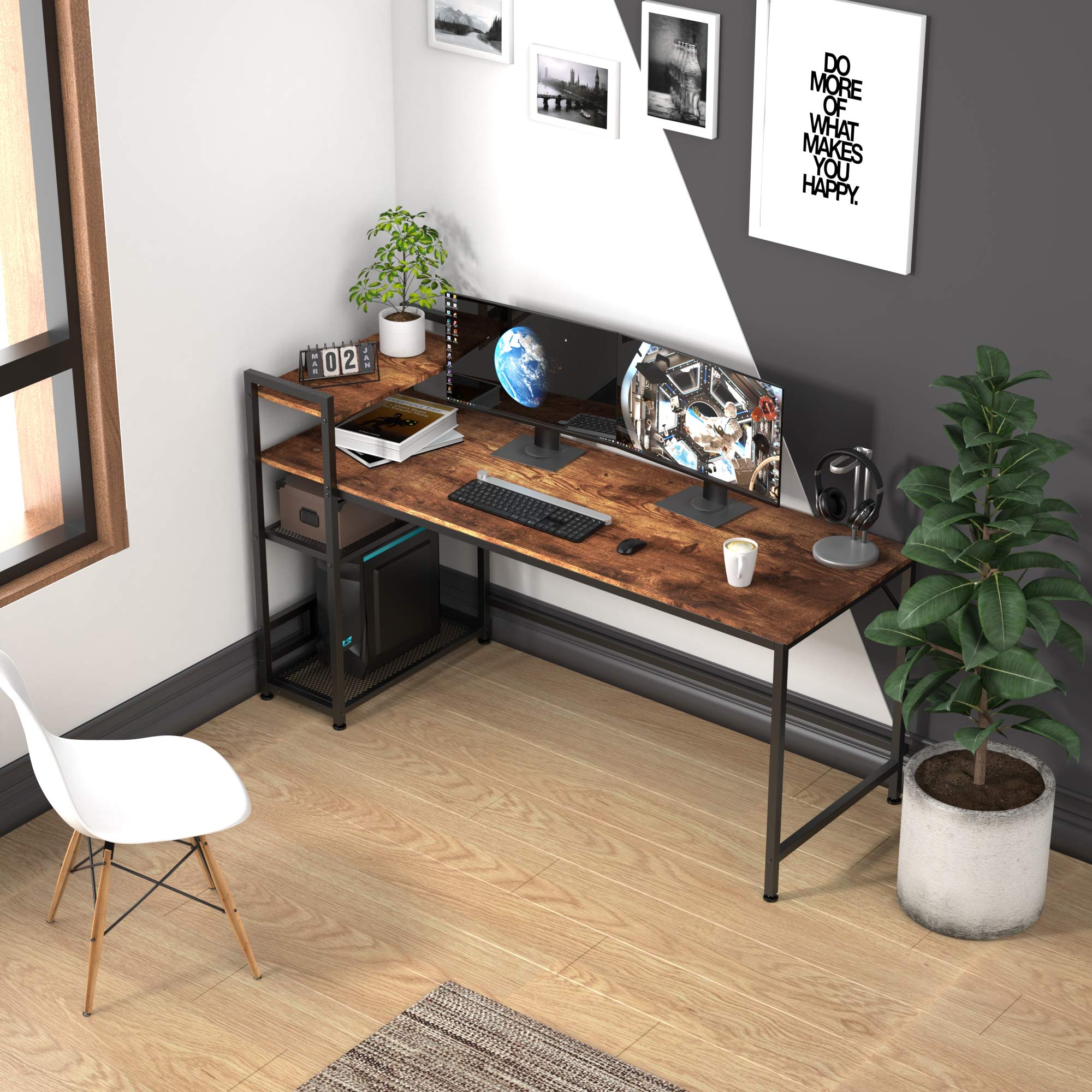 HOMIDEC Desk with Bookshelf