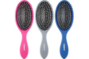 Conair Detangling Hair Brush Set 3 Pack, For Wet, Dry and All Hair Types, Detangling Brushes for Women in Blue, Pink, and Gray