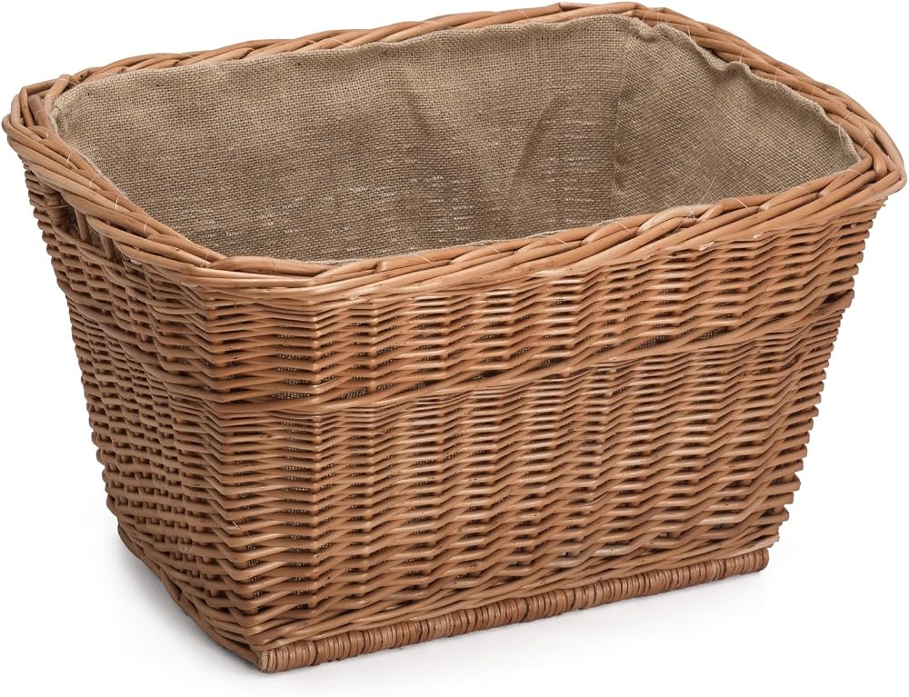 Prestige Wicker Willow Lined Log Basket Natural 54x40x30cm Handcrafted Eco