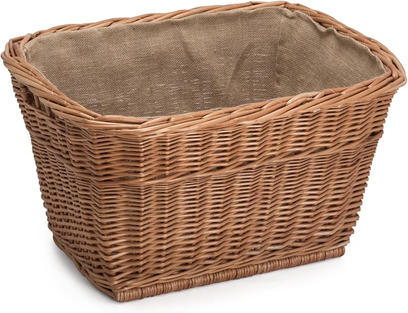 Prestige Wicker Willow Lined Log Basket Natural 54x40x30cm Handcrafted Eco