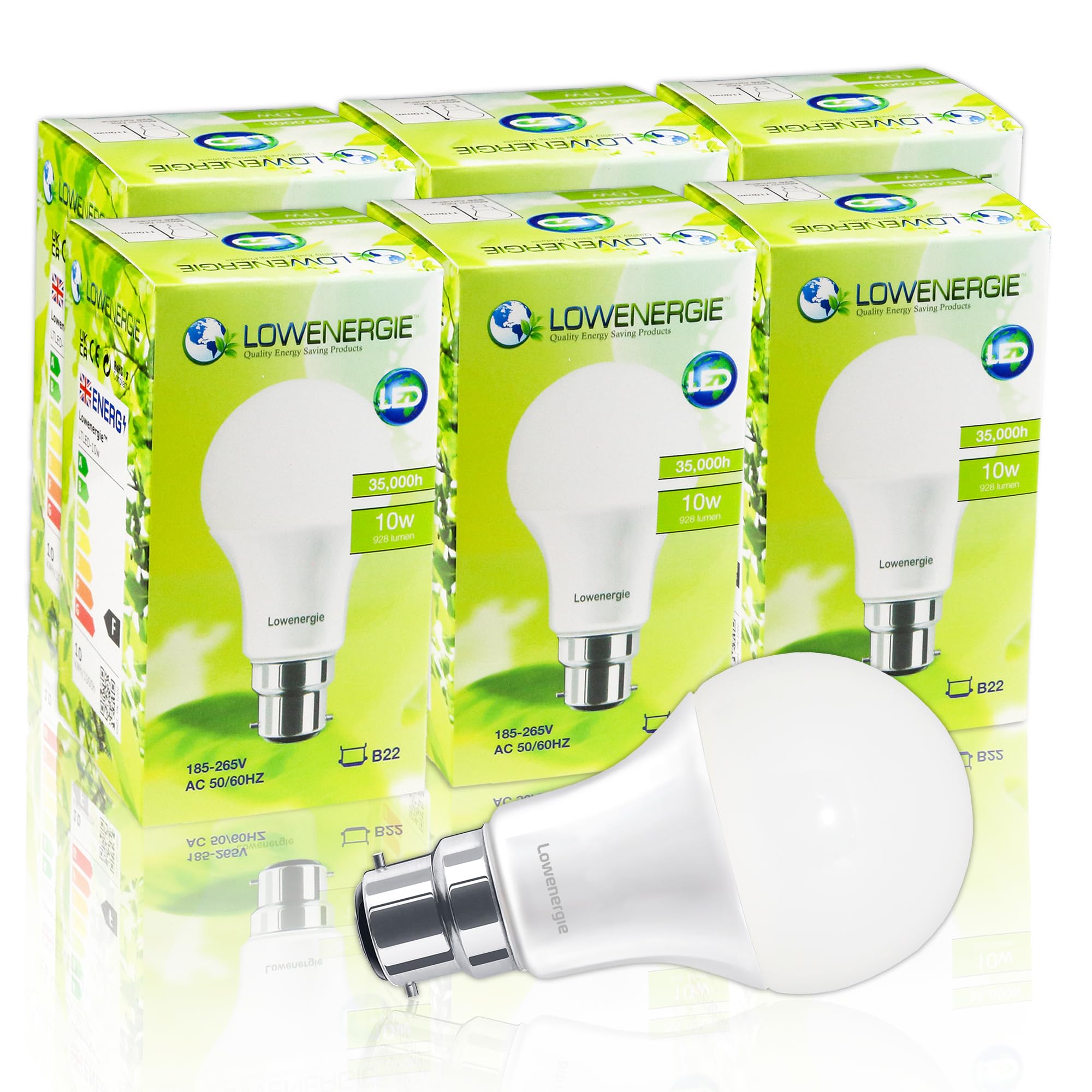 LOWENERGIE LED Light Bulbs 10W Bayonet B22 Warm White 3000K A60 GLS Lamps – Pack of 3 Energy-Saving Everyday Lighting [Energy Class F] — image 1