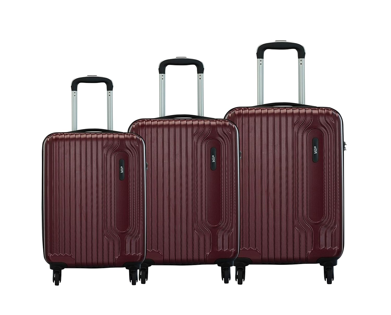 VIP Trace Maroon Polycarbonate Hardsided Luggage Set of 3 Small, Medium & Large