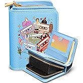 Bistup Credit Card Holder Wallet for Women Leather Ladies Cute Teen Girls Female Cardholder Wallets Accordion Purse Small Medium Design Print Merch Unique Modern Rfid Zipper Around, Blus