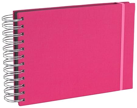 Semikolon (352981) Mini Mucho Album pink (rosa) | Spiral-Fotoalbum mit 90 Seiten und Leinen-Einband | Spiral-Foto-Buch schwar