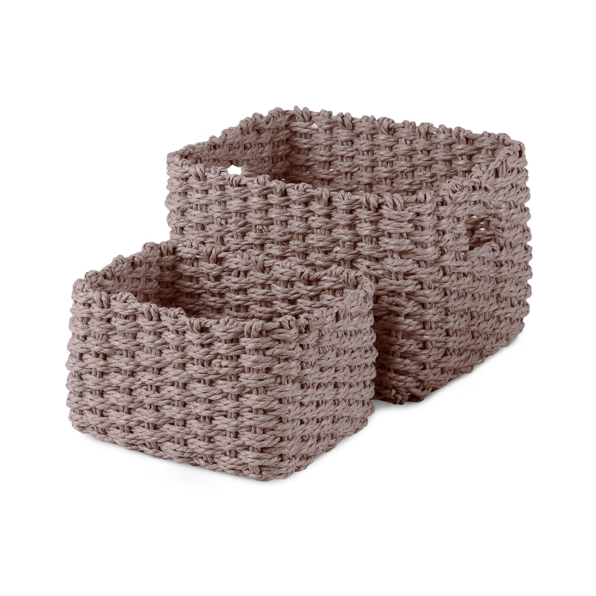 Compactor Lisou Woven Storage Baskets, Set of 1 Large and 1 Small, Grey