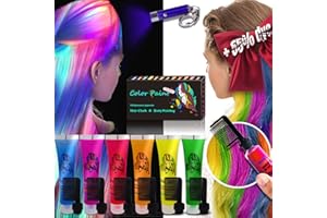 BYHOO Temporary Hair Dye, Hair Dye Glow in the Dark Paint Can Dye More 55% Hair Than Hair Chalk on Christmas, Birthday and Music Festival Party Supplies, Gifts for Girls and Boys