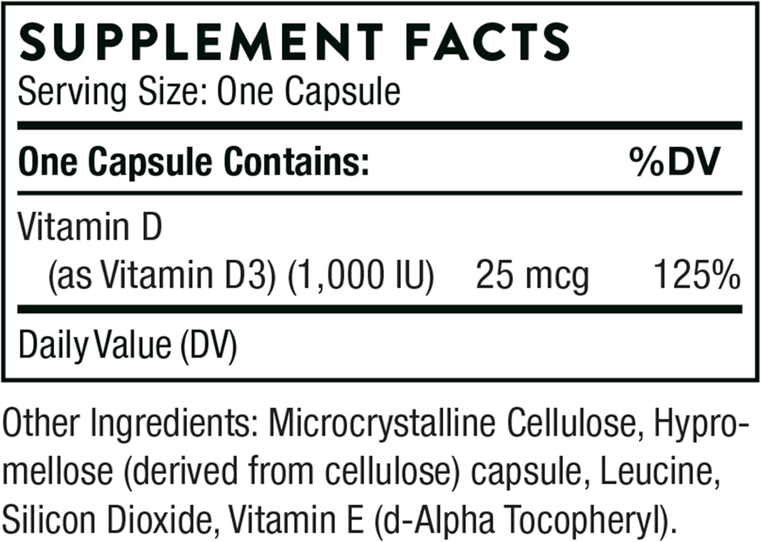 Thorne Research - Vitamin D-1000 - Vitamin D3 Supplement (1,000 IU) for Healthy Bones and Muscles - 90 Capsules: Health & Personal Care