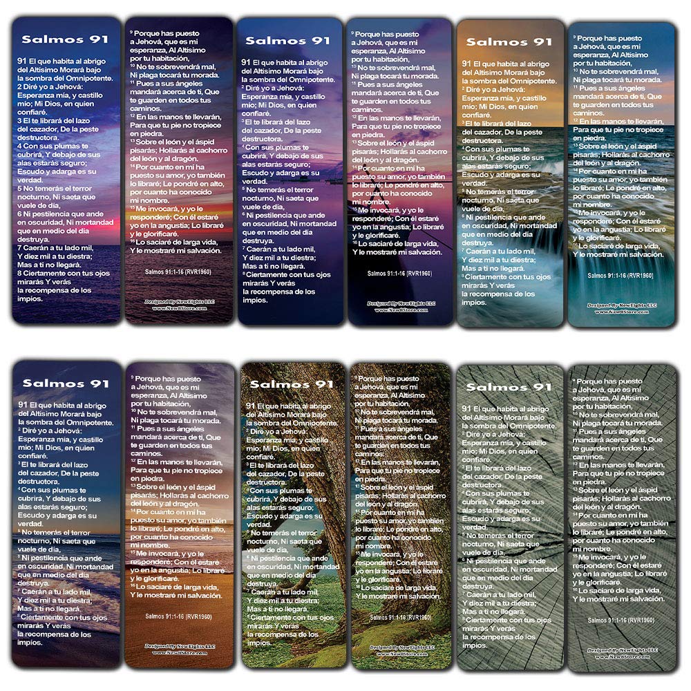 Salmos 91 Spanish Psalm 91 Bookmarks Cards RVR1960 (60-Pack) - Stocking Stuffers Church Ministry - Bible Study Church Supplies Teacher Classroom Incentive Gifts — image 1