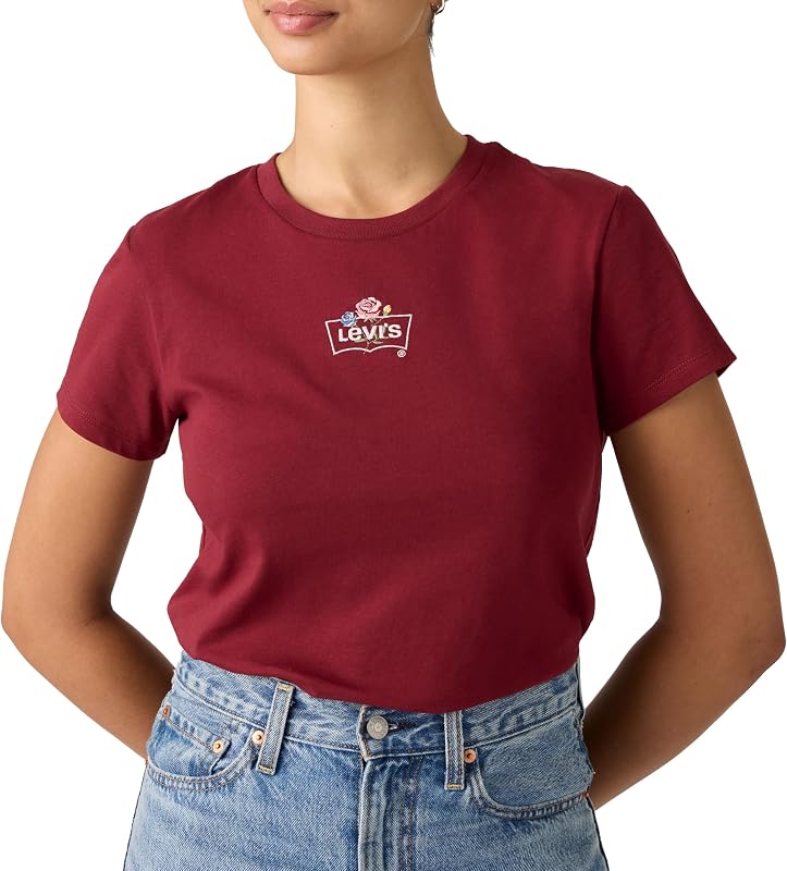 The Perfect Tee Emb Rose Bw Warm Caberne — Foto 1 von 4