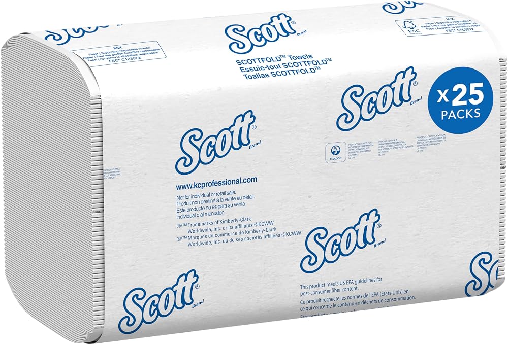 Scott Multifold Hand Towels 6633 1-Ply White 25 Packs 175 Sheets each