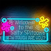 Welcome to The Salty Spittoon Neon Sign for Wall Decor Ocean Neon Sign Dimmable USB Ocean Night Light for Game Room Bedroom B
